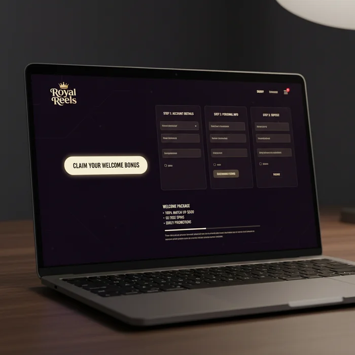 Royal Reels registration form — account creation with email and password fields